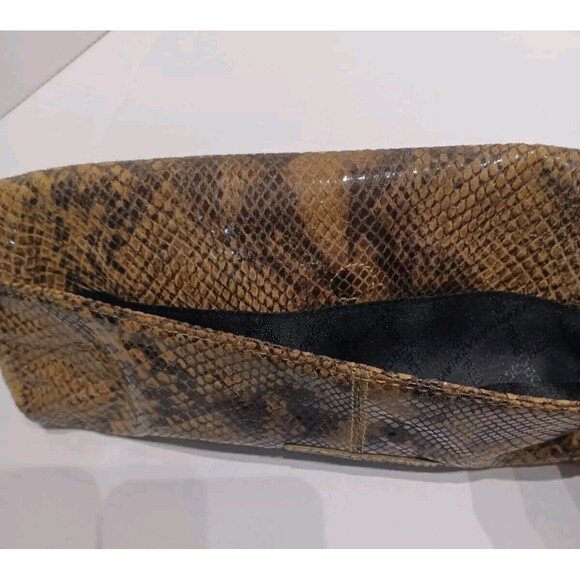 BCBG Maxazria Faux Snakeskin Fold Over Clutch With Chain Shoulder Strap - Picture 8 of 10
